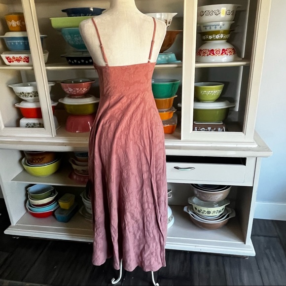 Lulus Time for Tea Dusty Rose Jacquard Sleeveless Midi Dress - Size Small - Picture 10 of 16